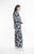 Cord Printed Flared Trousers in Navy