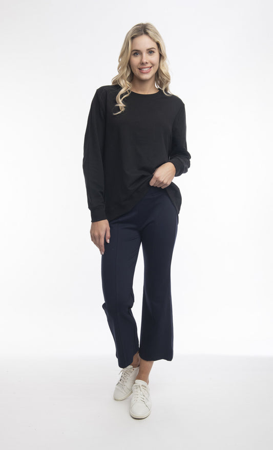 Ponte Flared Wide Band Pants in Navy