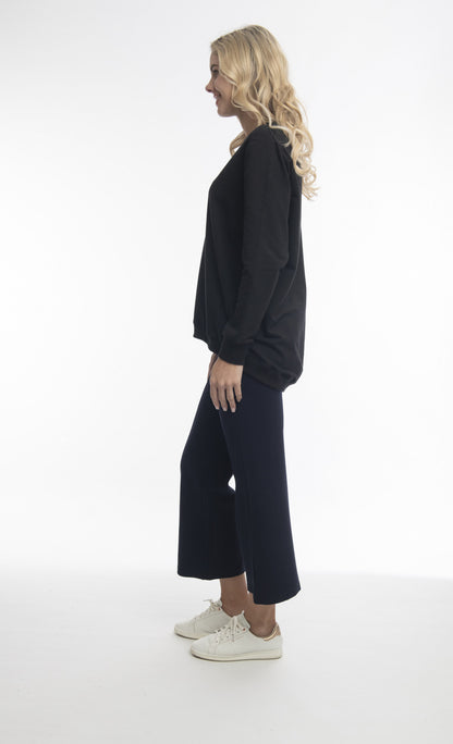 Ponte Flared Wide Band Pants in Navy