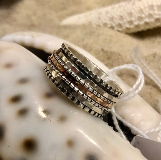 ER4158 Sterling Silver & 9ct Gold Spinner Ring