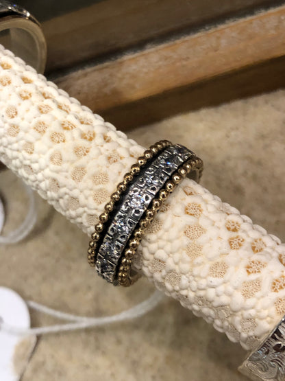 RAG8gf Sterling Silver & Gold Filled 6mm Beaded Rim Band with Spinner