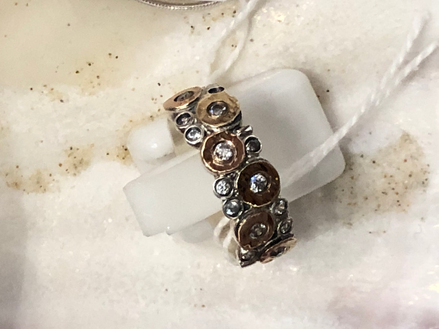 ER4537 Sterling Silver & 9c Patterened CZ Rhodalite Stone Ring
