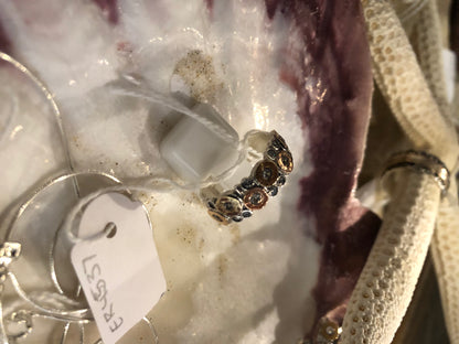 ER4537 Sterling Silver & 9c Patterened CZ Rhodalite Stone Ring