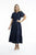 Essentials Poplin Dress Maxi with Runched Waist in Navy