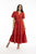 Essentials Poplin Dress Maxi with Runched Waist in Scarlet