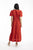 Essentials Poplin Dress Maxi with Runched Waist in Scarlet