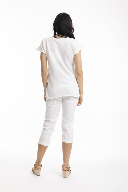 Essentials Boatneck Knit Top in White