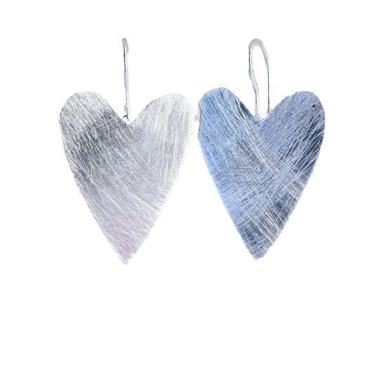 MW Silver Wash Heart Drop Earrings D209