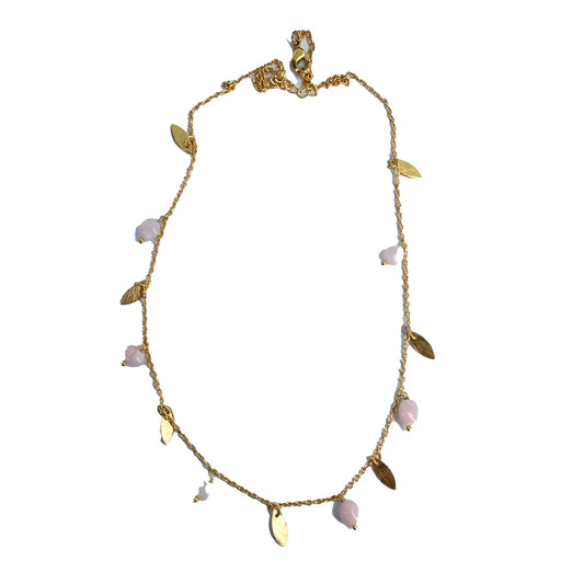 MW Gold Tassle Necklace Assorted Gemstones 40cm B199