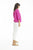 Linen 3/4 Sleeve Top with Gather Neckline in Pink