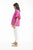 Linen Chinese Collar Top with Wide Sleeve in Pink