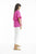 Linen Chinese Collar Top with Wide Sleeve in Pink