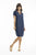 Linen Cap Sleeve Shift Dress in Navy