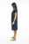 Linen Cap Sleeve Shift Dress in Navy