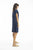 Linen Cap Sleeve Shift Dress in Navy