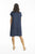 Linen Cap Sleeve Shift Dress in Navy