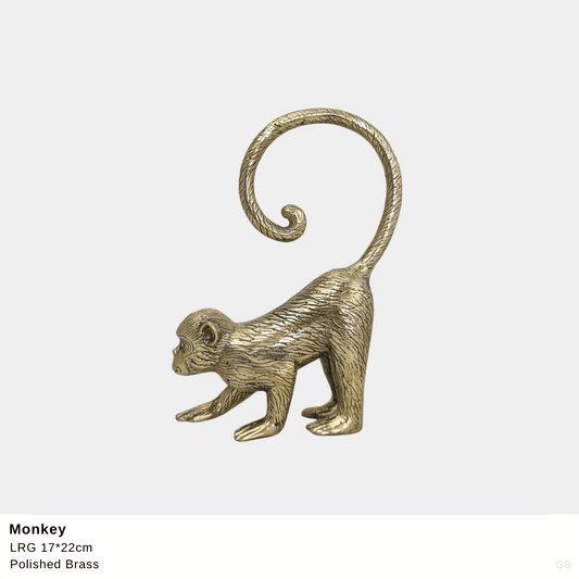 Monkey Large Brass Statue