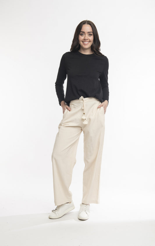 Solid cord flared trousers in Ecru