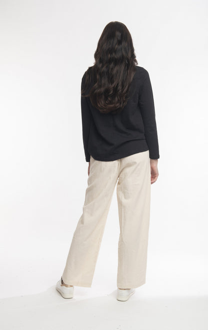 Solid cord flared trousers in Ecru