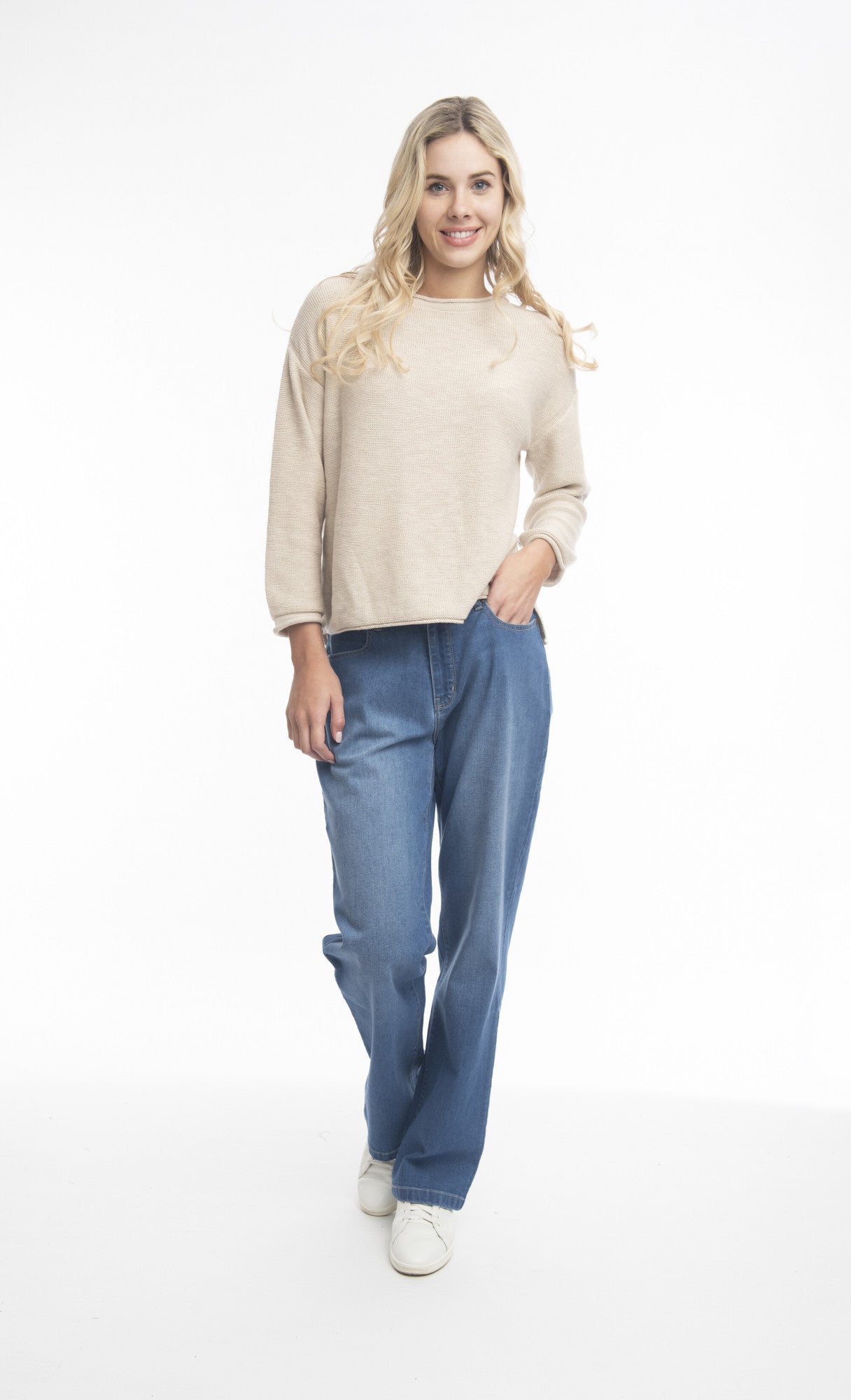 Denim Wide Leg Jeans in Washed
