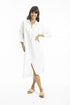 Linen Midi Collar Shirt Dress in Pure White