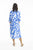 Print Linen Midi Collar Shirt Dress in Blue