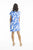 Print Linen Cap Sleeve Shirt Dress in Blue