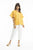 Linen Chinese Collar Top with Wide Sleeve in Mango