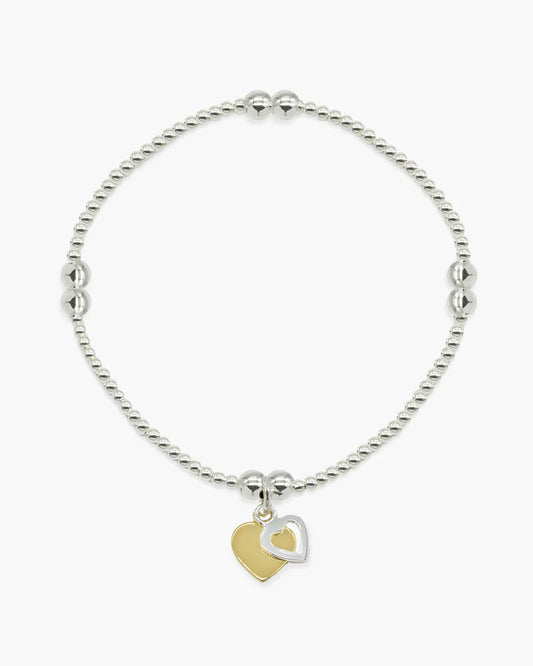 Petals 2 Tone Hearts Silver Bracelet