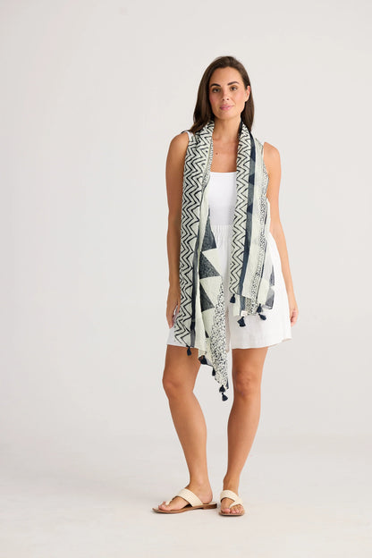 Stella Sarong Scarf in Tribal Black