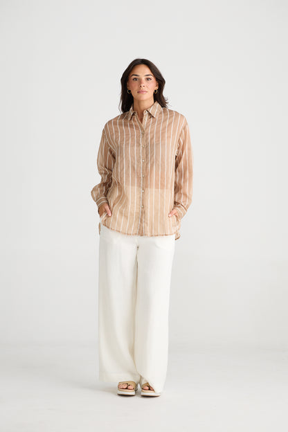 Avalon Shirt in Latte Stripe