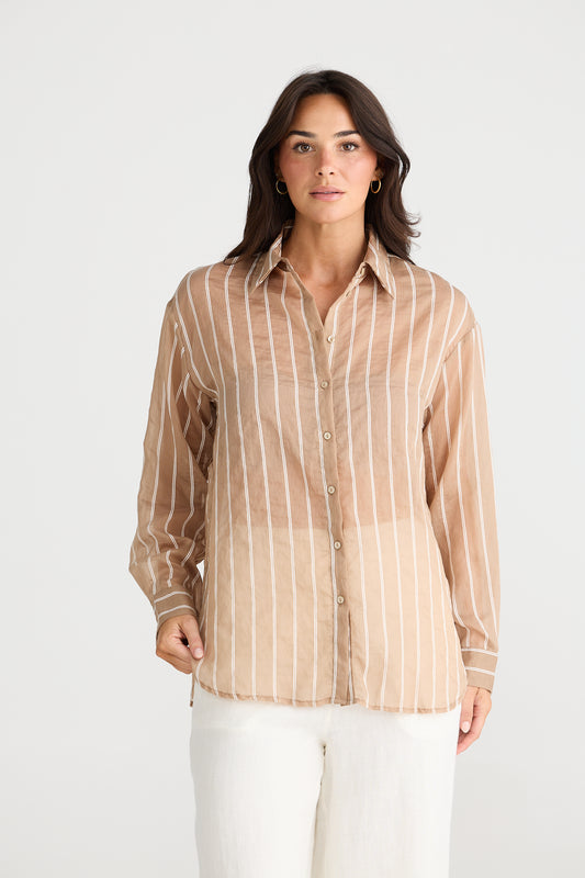 Avalon Shirt in Latte Stripe