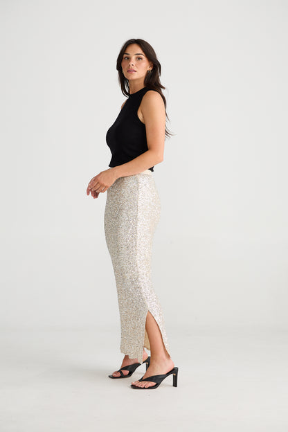 Dazzle Skirt Champagne Sequin