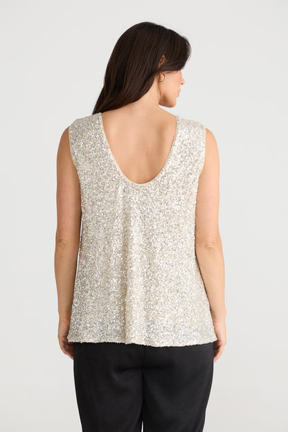 Show Stopper Top Champagne Sequin