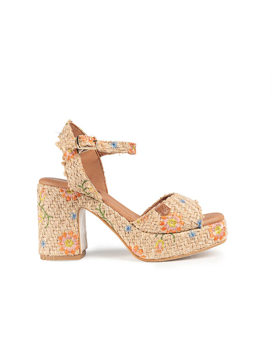 Marsella Flores Multi Rattan Wedge Shoes