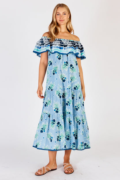 Mila Off-Shoulder Midi Sky