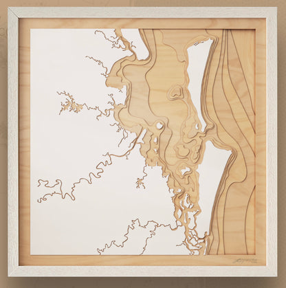 Map of Moreton Bay 3D Contour Map Natural