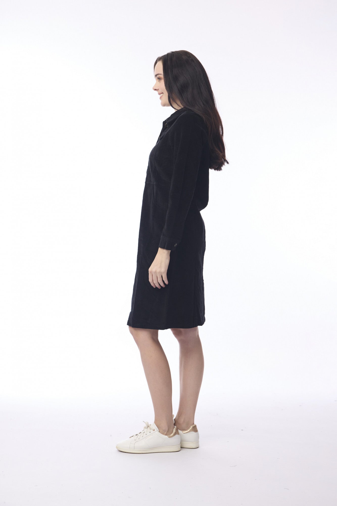 Cord Solid Dress - Black