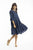 Linen 3/4 Sleeve Layered Dress Navy