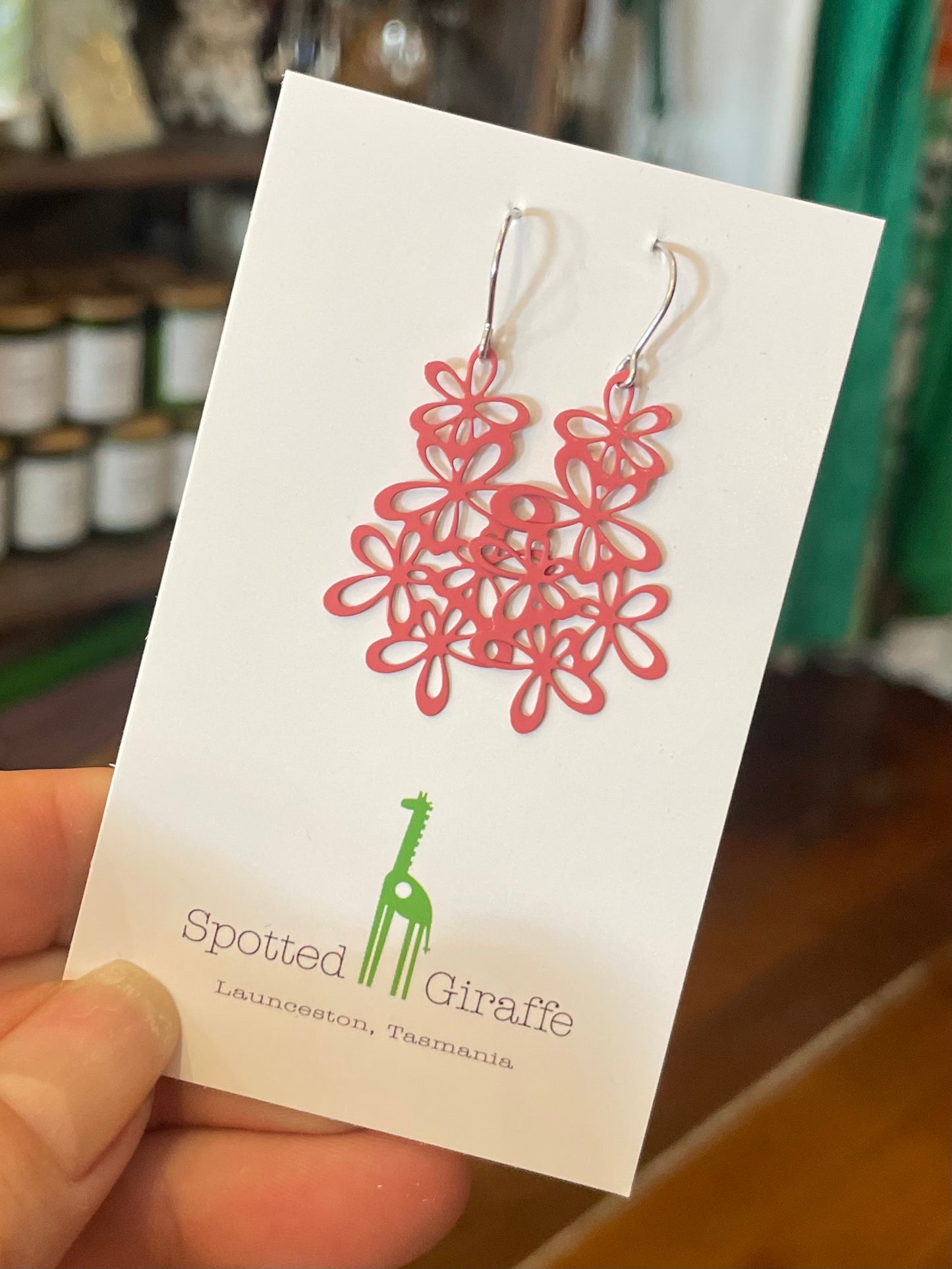 Spotted Giraffe Wisteria Flower Earrings