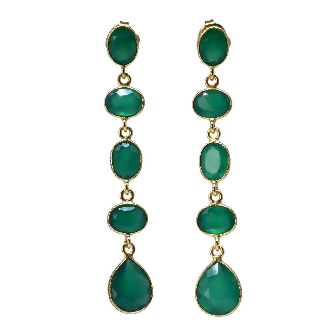 Euro Gold Earrings A248 Fabulous  Long Gem Drops.