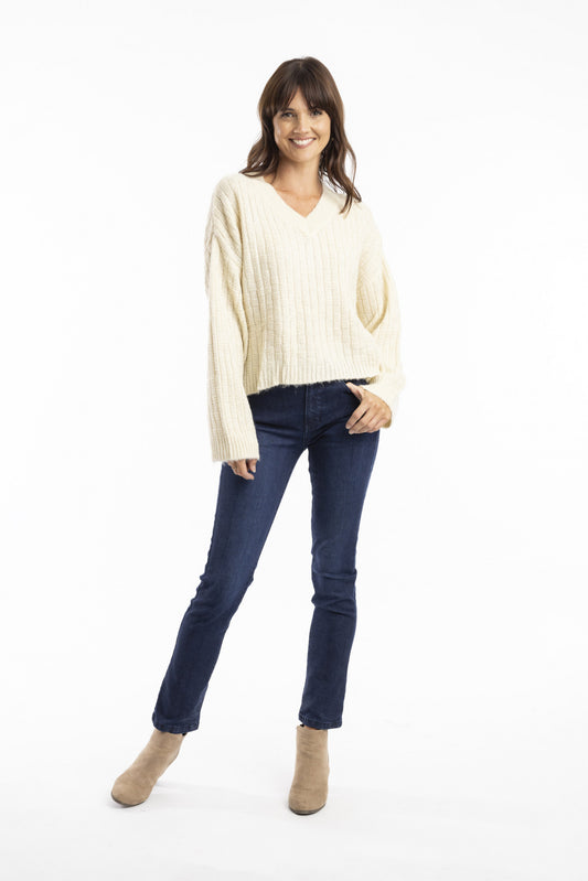Alpaca Blend Knit Jumper V Angora