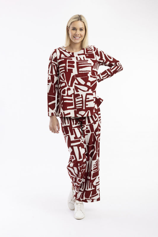 Cord Printed Trouser Flared Rust