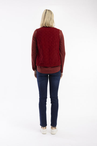 Cord Printed Vest Rust
