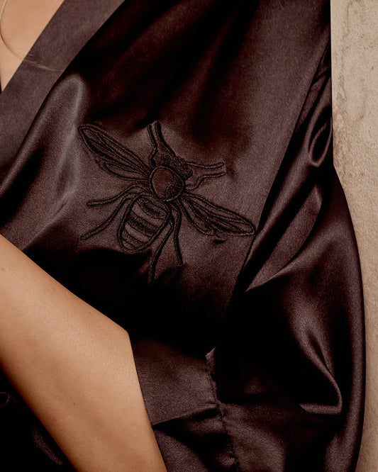 Satin Robe - Midnight Black