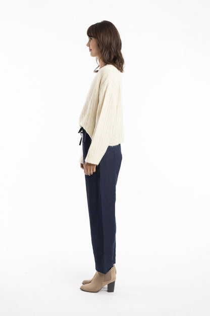 Pure Linen Pants - Navy