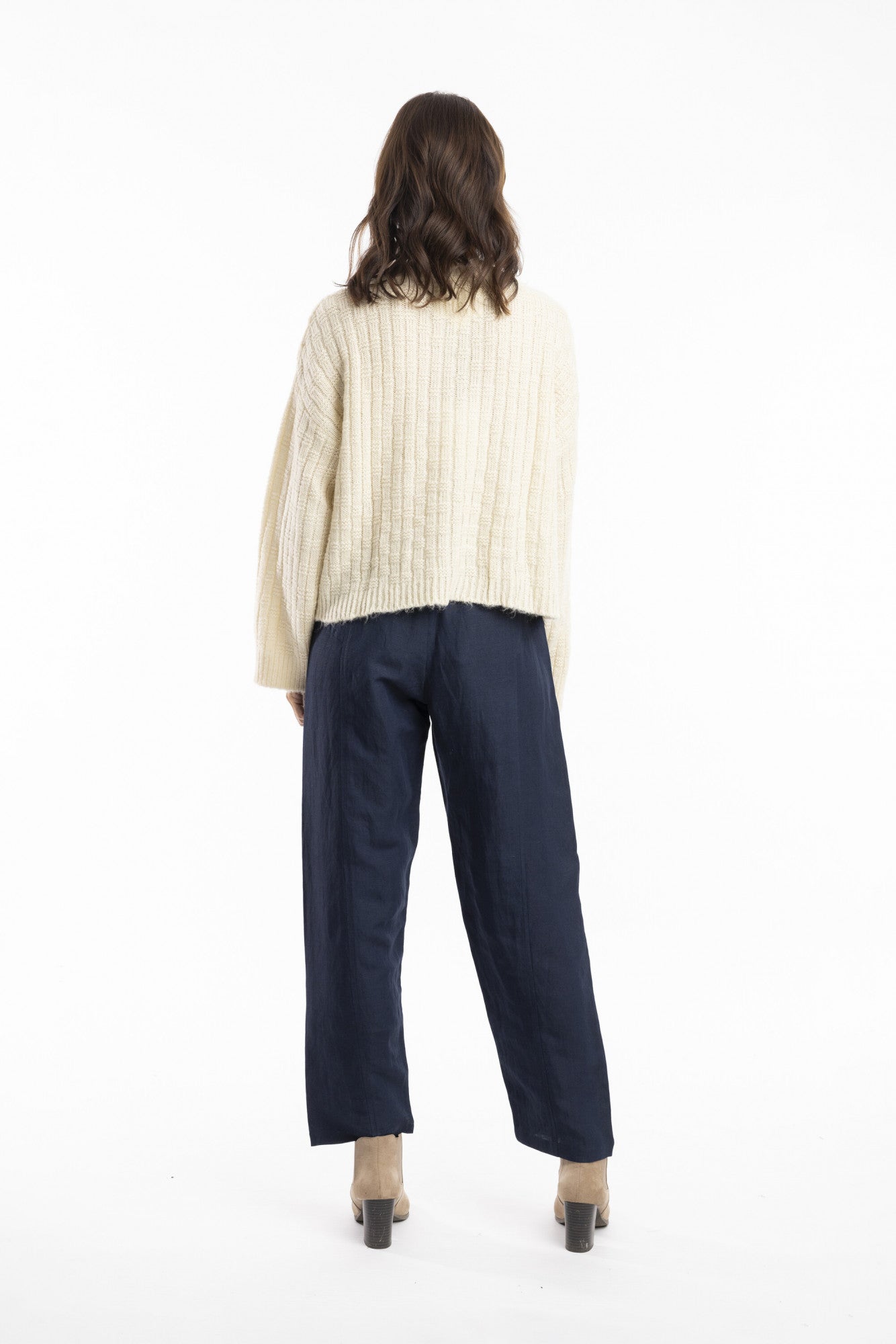 Pure Linen Pants - Navy