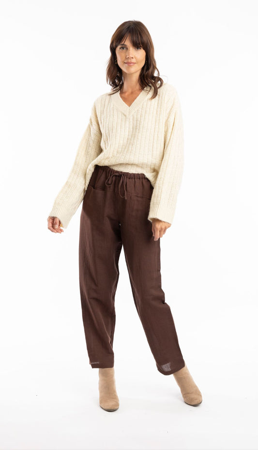 Pure Linen Pants Coffee