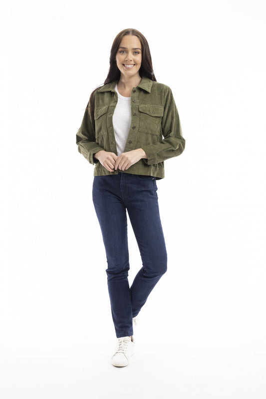Cord Solid Boxy Jacket