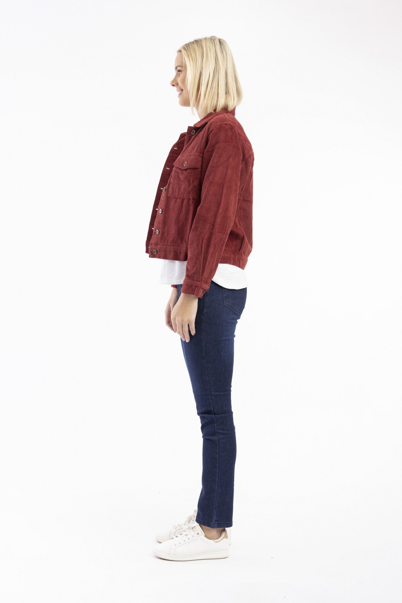 Cord Solid Boxy Jacket